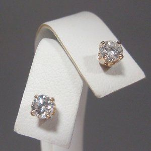 Natural Diamond Studs Earrings Gold Pierced Brilliant .50ctw 14K Solid E278